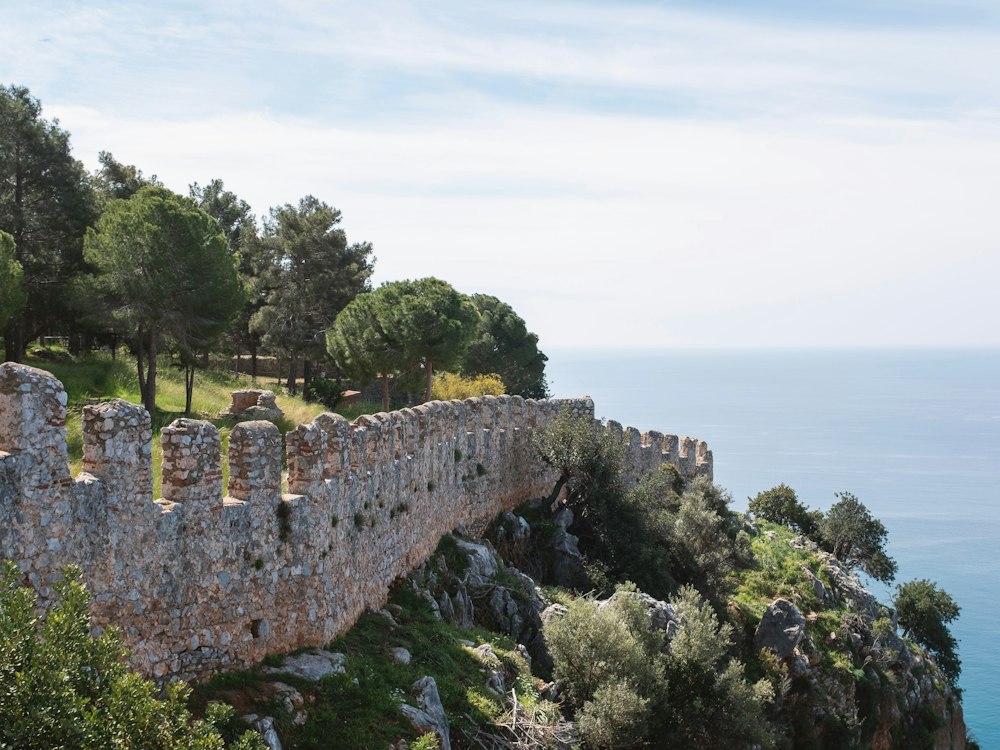 Walls of Alanya Castle above the sea